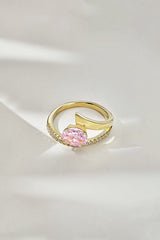 18k Gold Plated Radiant Oval Cut Gemstone Jewelry Ring