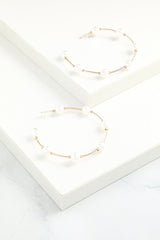 White Pearl Circle Earrings