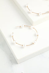 White Pearl Circle Earrings