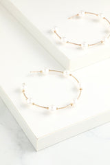 White Pearl Circle Earrings