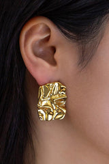 Geometric Rectangle Gold Stud Earrings