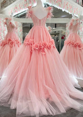 Princess A-Line Off the Shoulder Lace Tulle Prom Dress