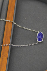 Blue Oval Pendant Necklace