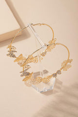 Butterfly Hoop Earrings Gold