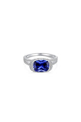 2.5 Carat Fat Rectangle Sapphire Engagement Ring