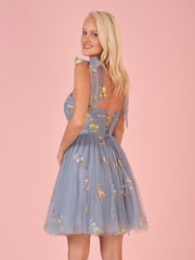 Aline Short Sweetheart Tulle Floral Homecoming Dress