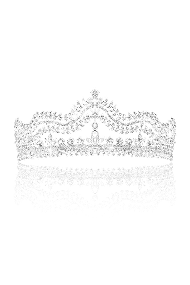 Crystal-Embellished Tiara in Silver Tone