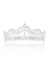 Crystal-Embellished Tiara in Silver Tone