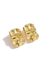 Geometric Rectangle Gold Stud Earrings