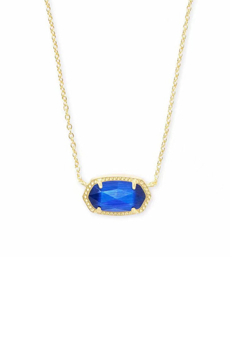 Blue Oval Pendant Necklace