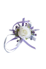 Artificial Silk Lavender Roses Wedding Wrist Corsage
