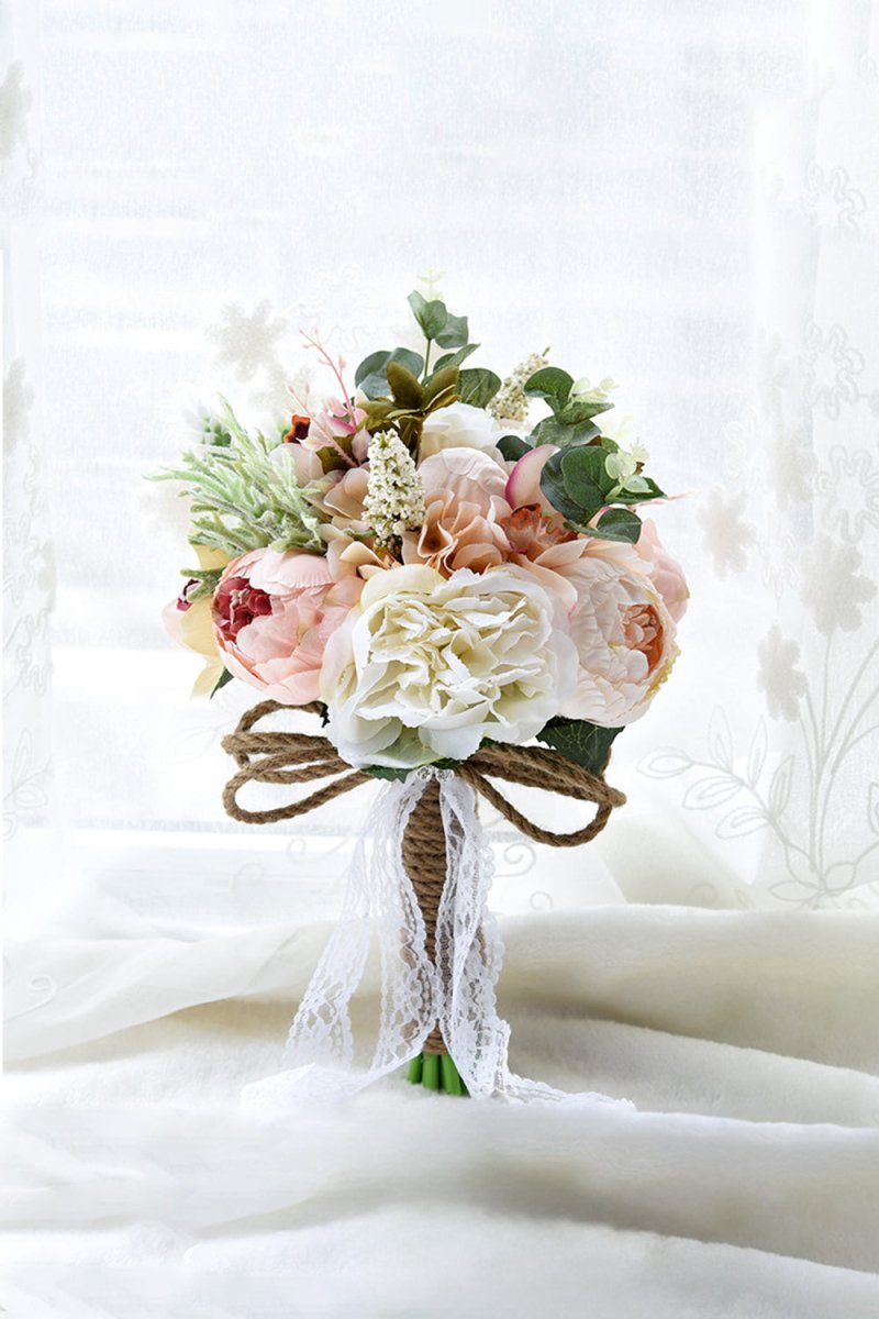Artificial Silk Rose Peony Wedding Bridal Bouquets