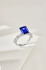 4 Carat Rectangle Sapphire Engagement Ring