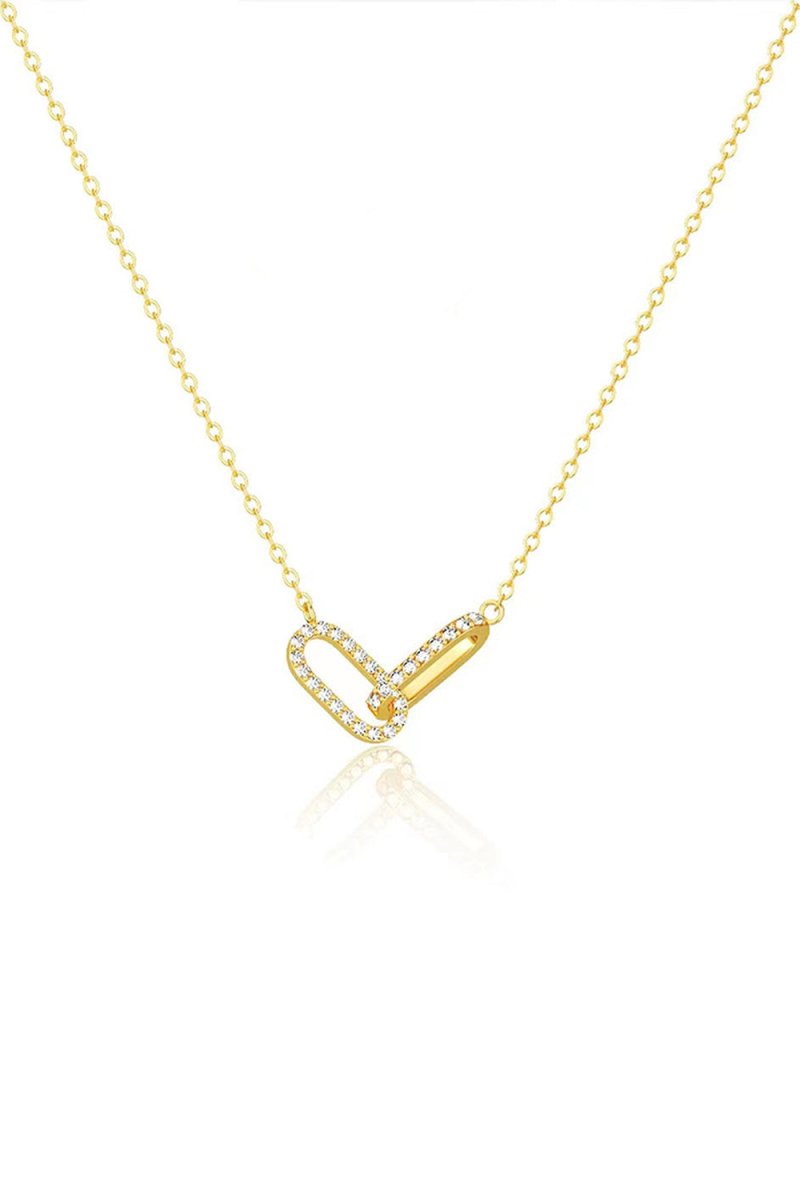 Double Oval Knot Pendant Diamond Necklace
