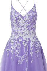 Aline Short Glitter Tulle Homecoming Dress with Appliques