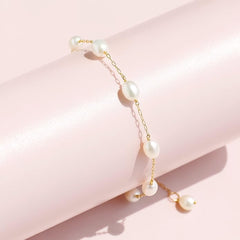Gold Tin Cup Pearl Adjustable Bracelets