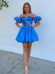 A Line Off the Shoulder Short Homecoming Dress