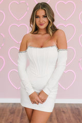 Aqua Beaded Off-the-Shoulder Bodycon Short Homecoming Dress