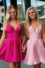 A-line Spaghetti Straps Satin Homecoming Dress