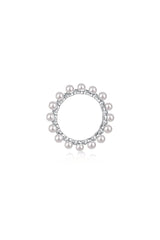 925 Sterling Silver Full Pearl 5A Cubic Zirconia Crown Shaped Ring