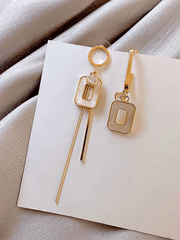 Asymmetric Square Tassel Minimalist Earrings