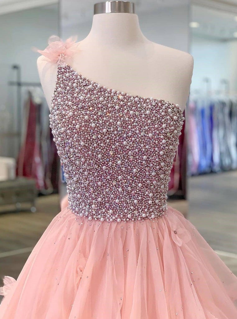 Quinceanera Dress Ball Gown Long Prom Dresses One Shoulder Beads