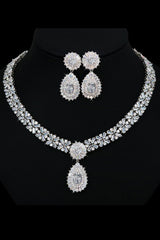 Royal Blue Crystal Necklace Earring Jewelry Set