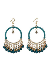 Peacock Blue Boho Hoop Drop Earring