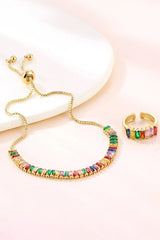 Colorful Rhinestone Bracelet Earring Party Set