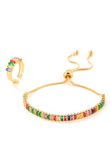 Colorful Rhinestone Bracelet Earring Party Set