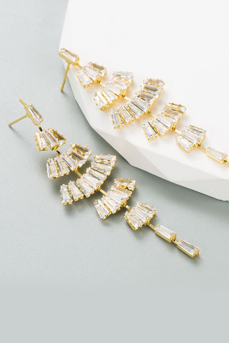 White Rhinestone Prom Earrings