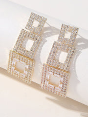 Golden Paneled Square Earrings