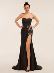 Sweetheart Black Mermaid Prom Dress with Bow