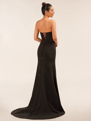 Sweetheart Black Mermaid Prom Dress with Bow