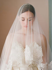 Traditional Drop Veils Ivory Tulle & Lace Wedding Veil
