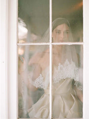 Traditional Drop Veils Ivory Tulle & Lace Wedding Veil