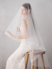 Two-Layers Ivory Tulle Knee Length Wedding Veils