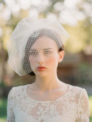 Vintage-Inspired Ivory Tulle and Mesh Birdcage Veils