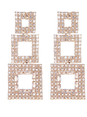 Golden Paneled Square Earrings