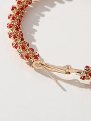 Golden Rhinestones Simple Hoop Earrings