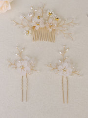 Crystal/Pearl Hair Combs Hair Accessories 3 Pcs