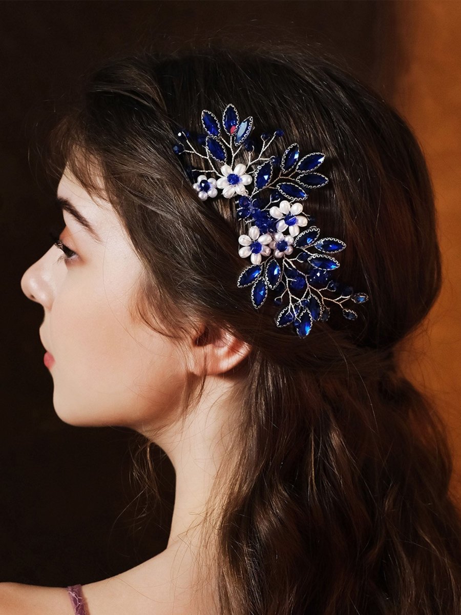 Synthetic Gem Floral Prom Headdress Hair Comb
