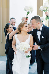 Black Mermaid Off-Shoulder Side Slit V-Neck Chiffon Long Bridesmaid Dress