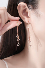 Long Dangle Drop Tassel Star Meteor Earrings