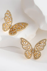Silver Rhinestone Butterfly Earrings
