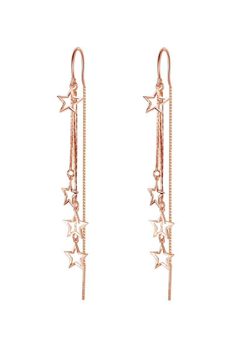 Long Dangle Drop Tassel Star Meteor Earrings