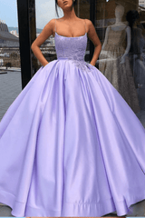 Lavender Ball Gown Spaghetti Straps Quinceanera Dress With Pocket