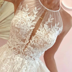 A-line Lace Tulle Wedding Dress Boho Style Online