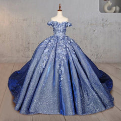 Sweetheart A Line Off-the-shoulder Quinceanera Dresses with 3D Flower and Pearls