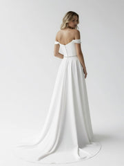 A-Line Off the Shoulder Beaded Wedding Dress